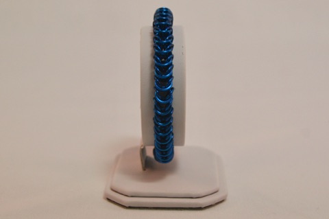 Box Weave Bracelet in Silvered Blue Enameled Copper
